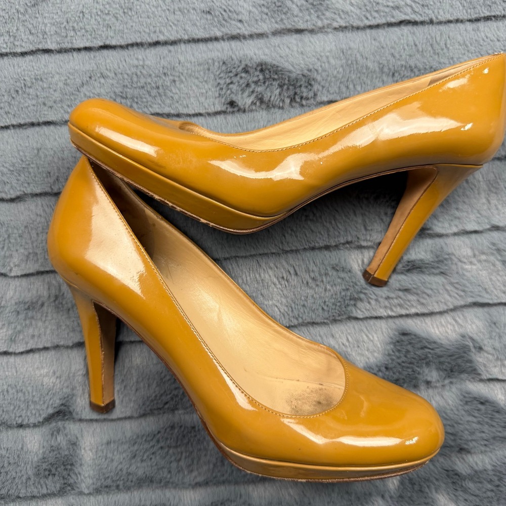Kate Spade New York Mustard Yellow Patent Leather Platform Pumps Size 7.5 B